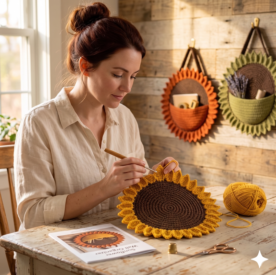 Sunflower Wall Organizer Crochet Pattern V2