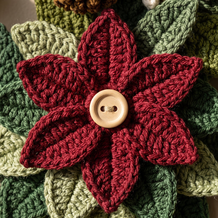 Poinsettia Christmas Wreath Crochet Pattern V2