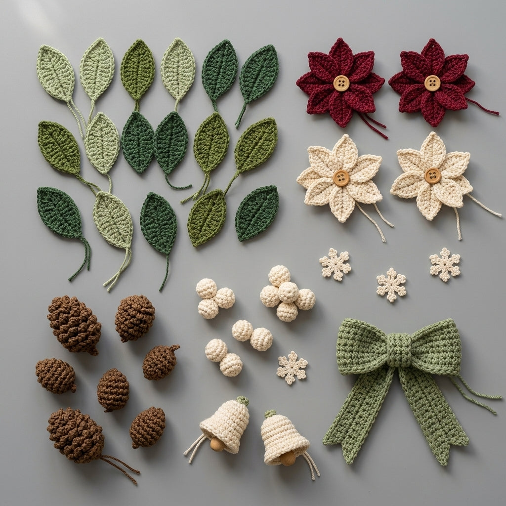 Poinsettia Christmas Wreath Crochet Pattern V2
