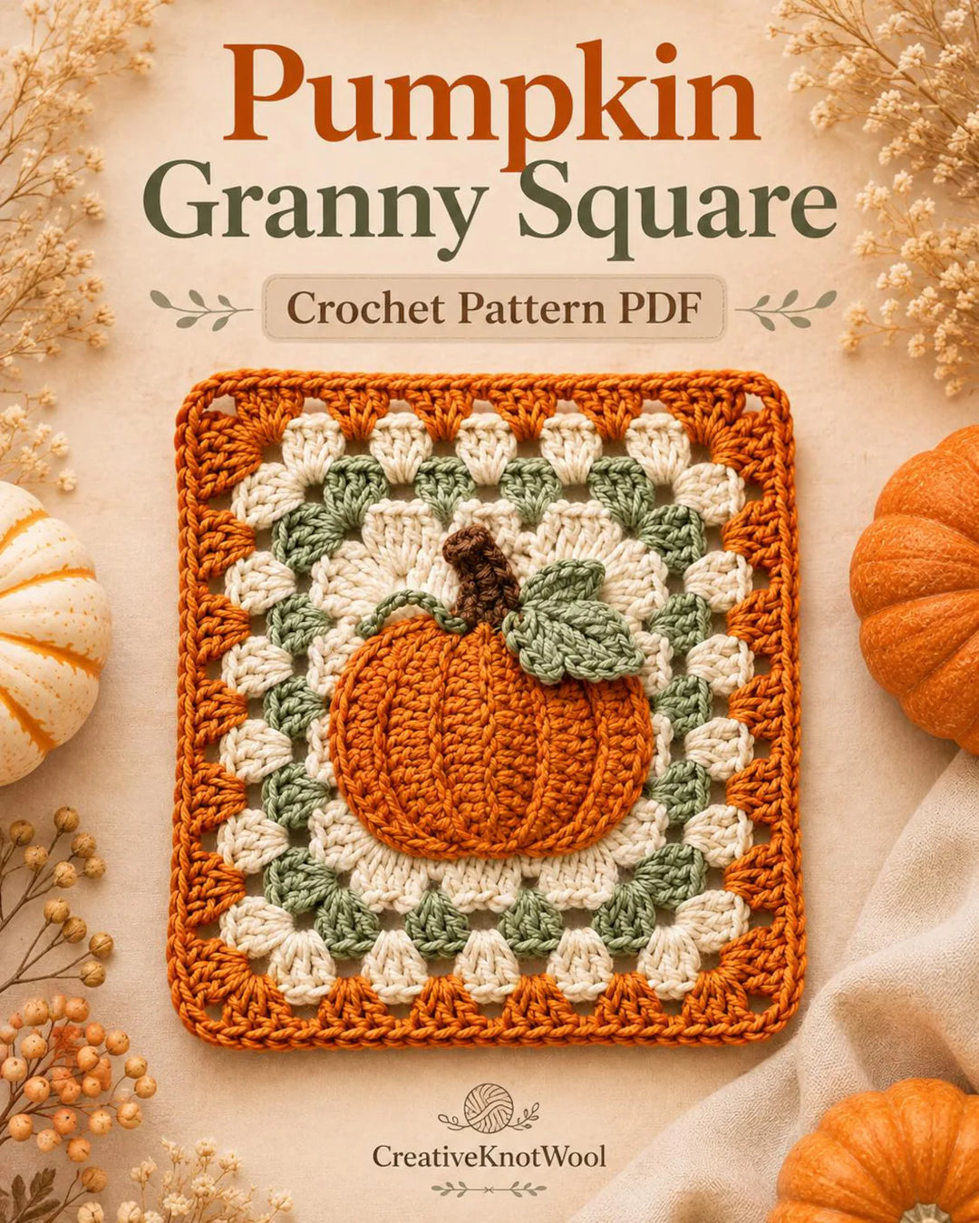 Pumpkin Granny Square Crochet Pattern