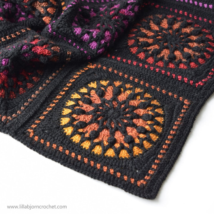 Stained Glass Flower Afghan Square Crochet Pattern