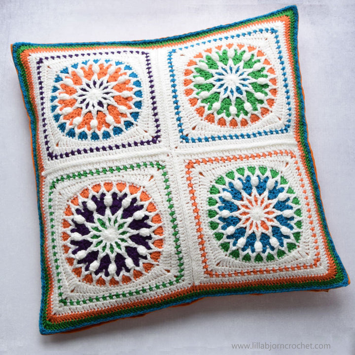 Stained Glass Flower Afghan Square Crochet Pattern