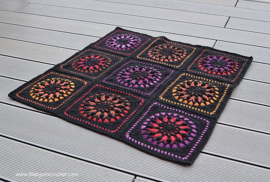 Stained Glass Flower Afghan Square Crochet Pattern