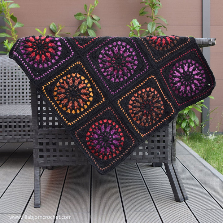 Stained Glass Flower Afghan Square Crochet Pattern