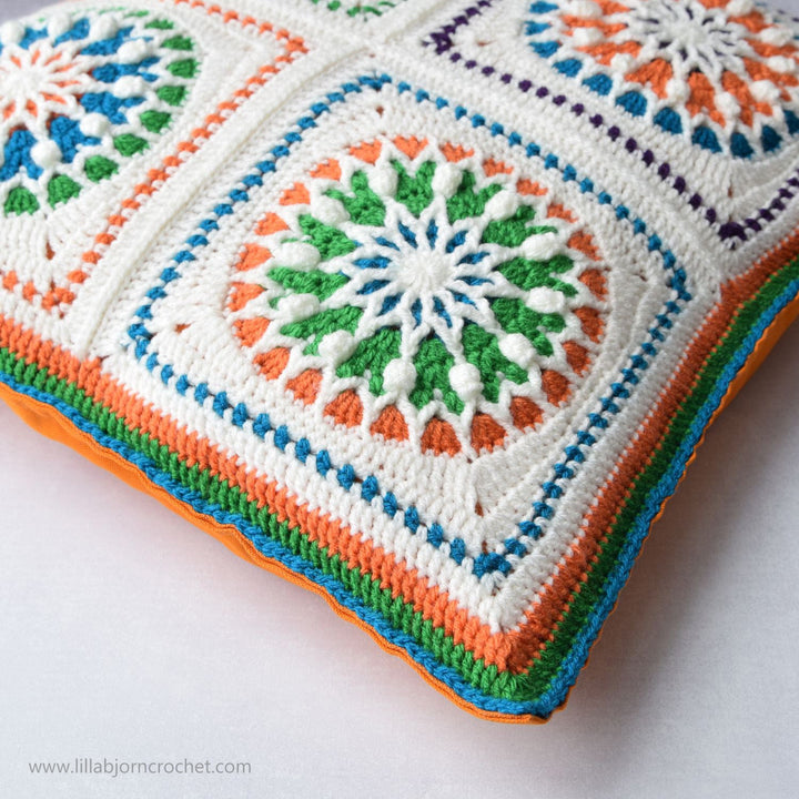 Stained Glass Flower Afghan Square Crochet Pattern