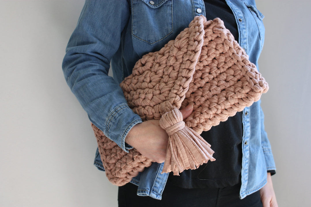 Easy Boho T-Shirt Yarn Tote Crochet Pattern