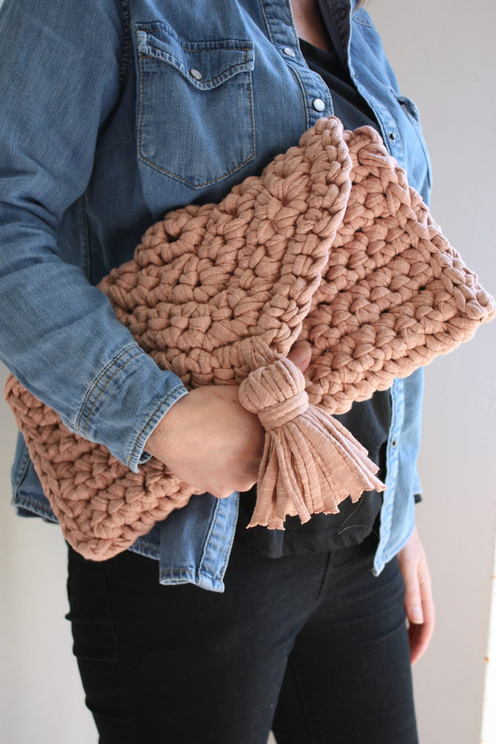 Easy Boho T-Shirt Yarn Tote Crochet Pattern