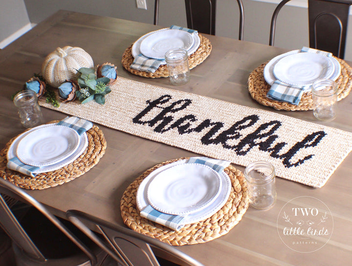 Thankful Farmhouse Table Runner Crochet Pattern