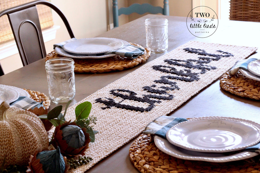 Thankful Farmhouse Table Runner Crochet Pattern