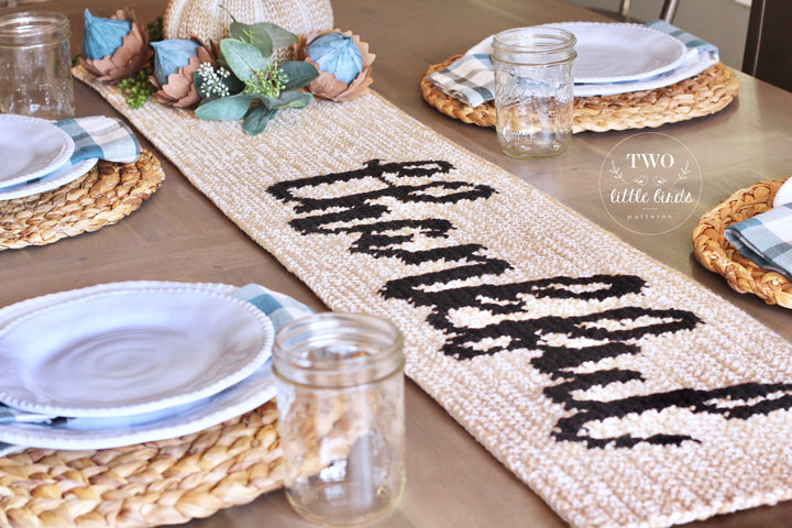 Thankful Farmhouse Table Runner Crochet Pattern