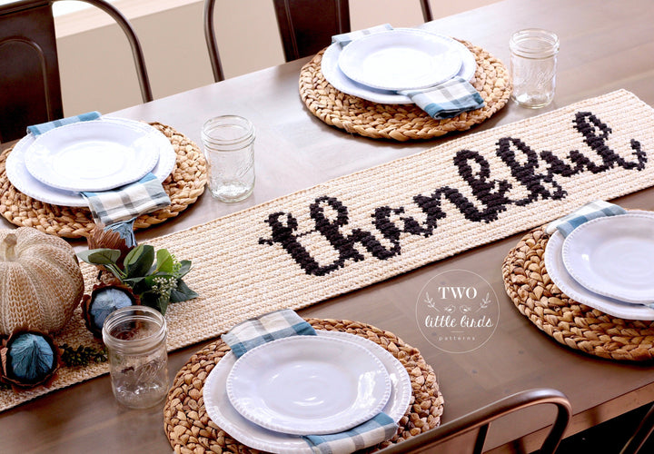 Thankful Farmhouse Table Runner Crochet Pattern