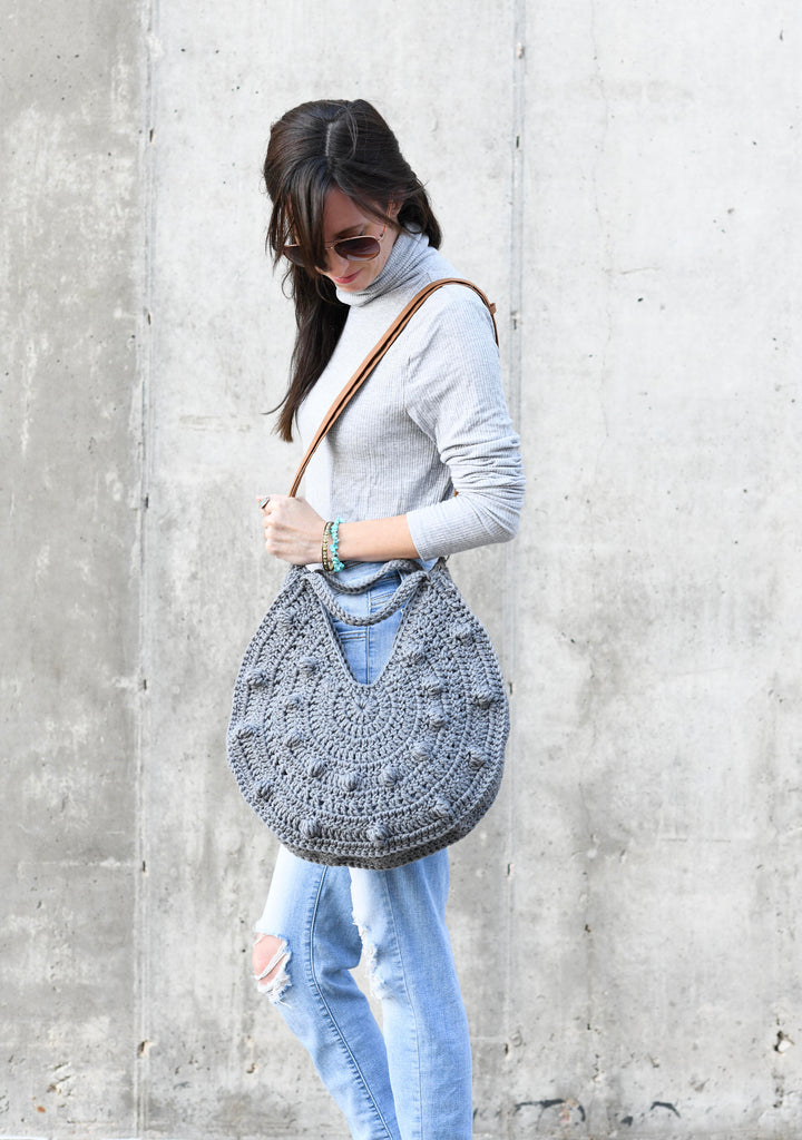 Modern Bobble Circle Crochet Tote Bag Pattern
