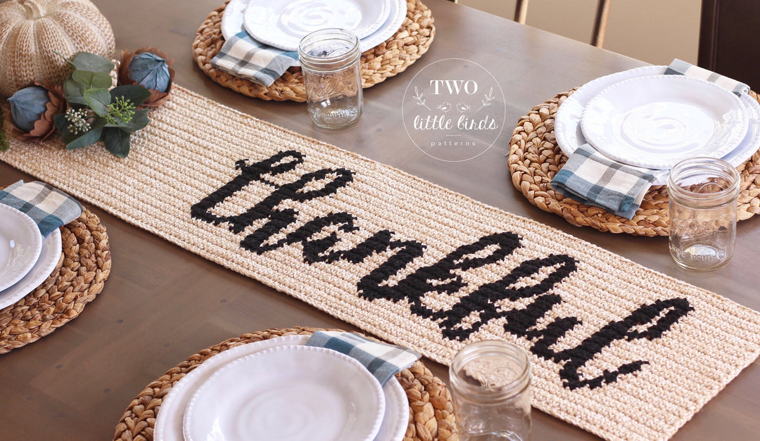 Thankful Farmhouse Table Runner Crochet Pattern