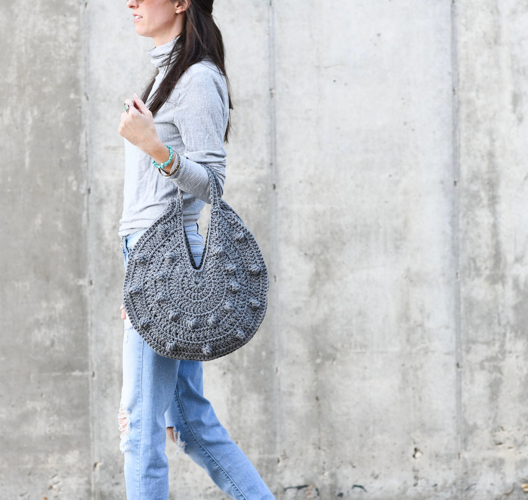 Modern Bobble Circle Crochet Tote Bag Pattern