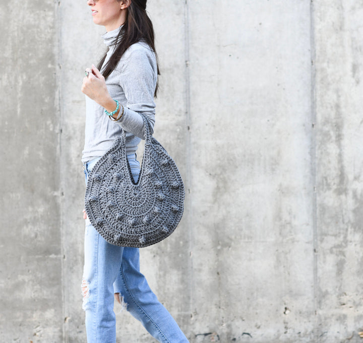 Modern Bobble Circle Crochet Tote Bag Pattern