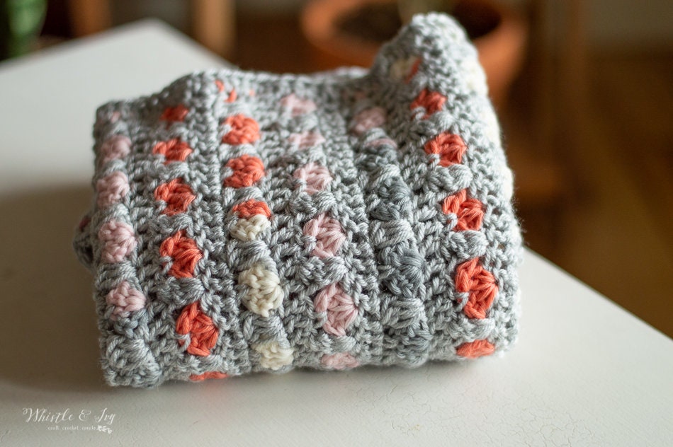 Puppy Love Heart Stitch Blanket Crochet Pattern