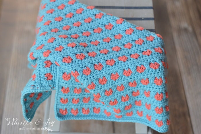 Puppy Love Heart Stitch Blanket Crochet Pattern
