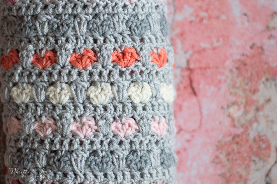 Puppy Love Heart Stitch Blanket Crochet Pattern