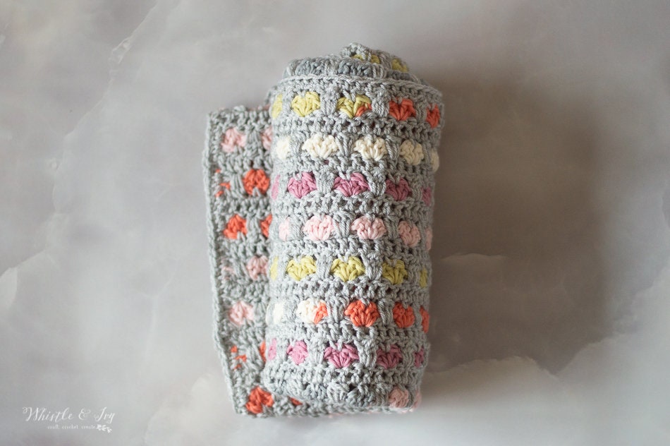 Puppy Love Heart Stitch Blanket Crochet Pattern