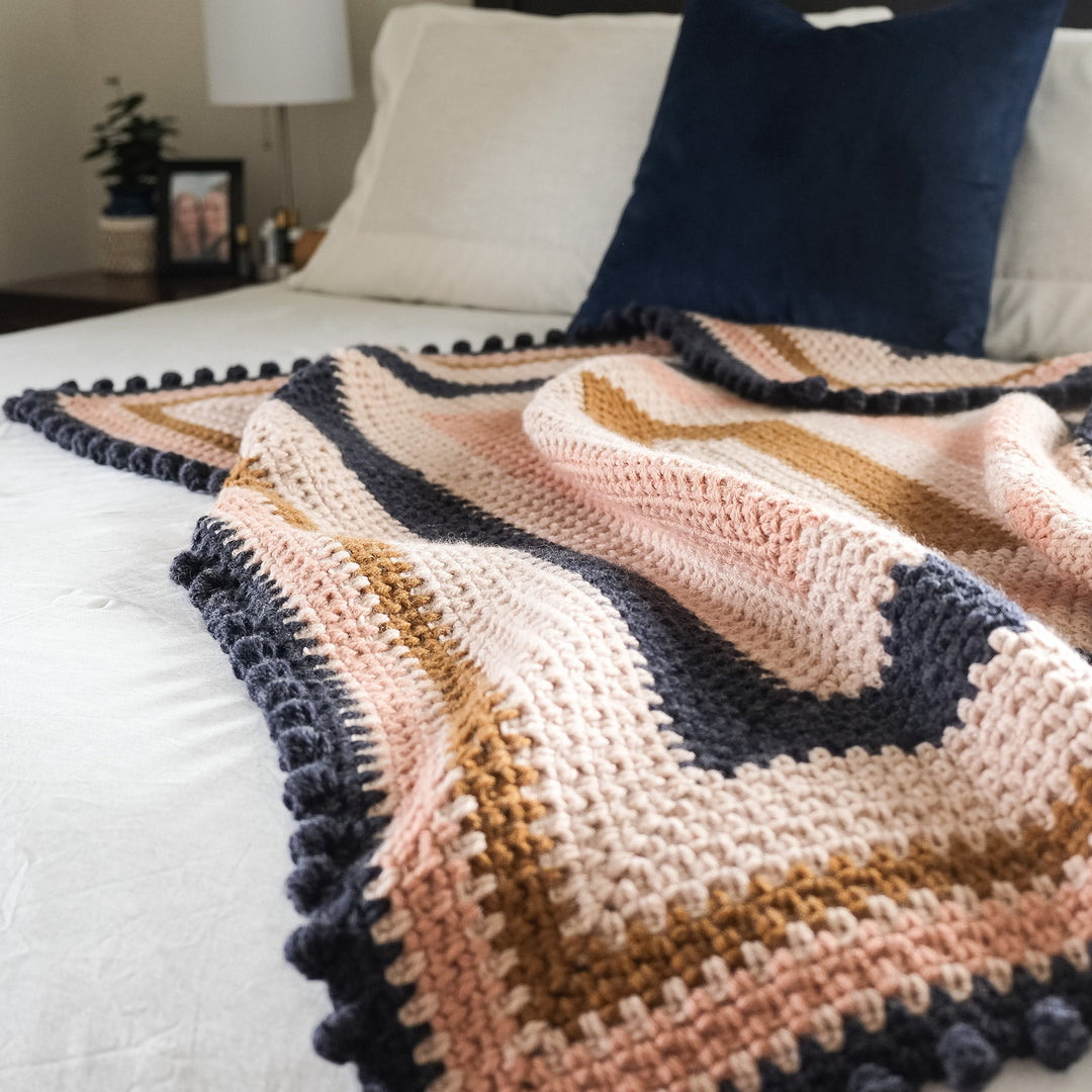 Modern Geometric Bobble Throw Crochet Pattern