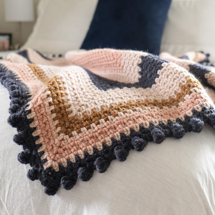 Modern Geometric Bobble Throw Crochet Pattern