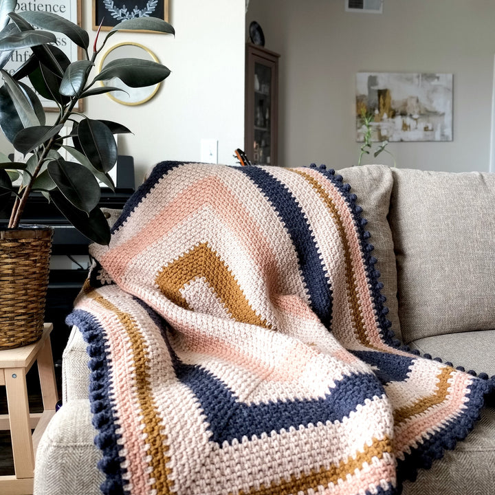 Modern Geometric Bobble Throw Crochet Pattern