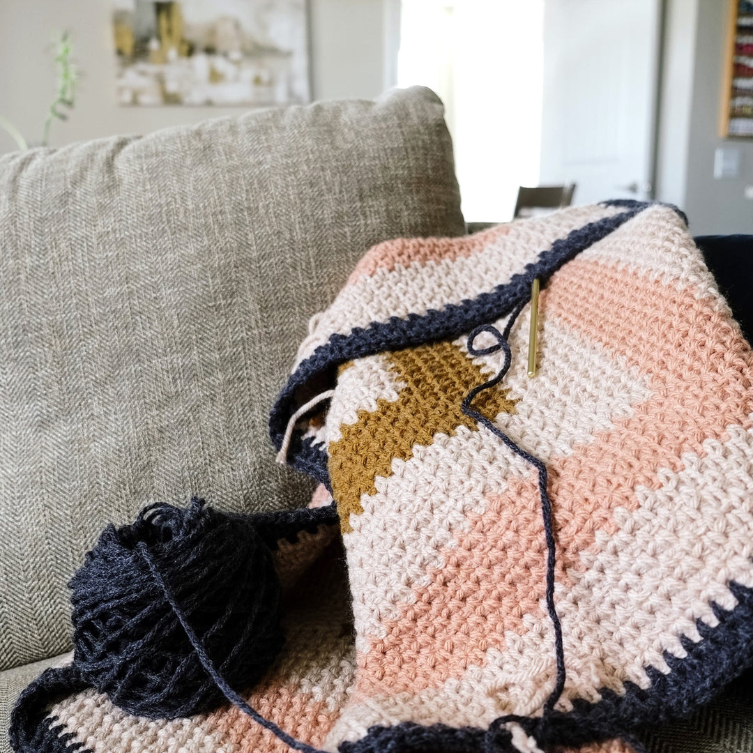 Modern Geometric Bobble Throw Crochet Pattern