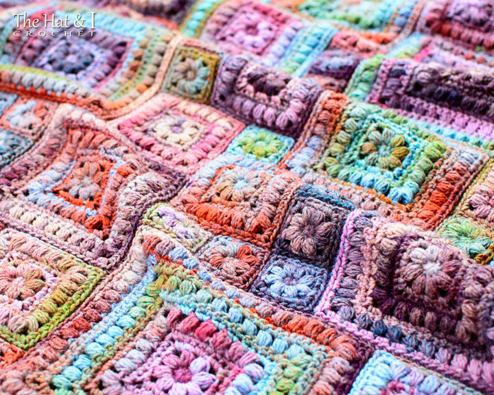 Square Scramble Baby Throw Blanket Crochet Pattern