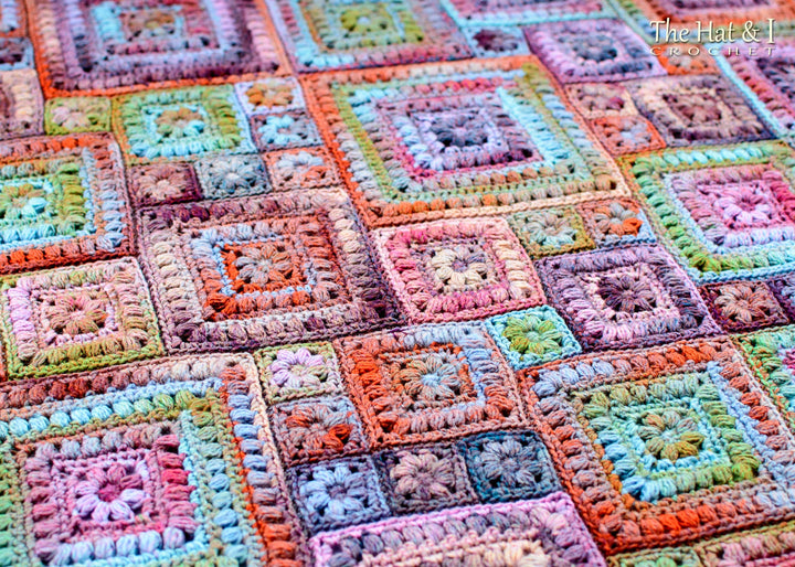 Square Scramble Baby Throw Blanket Crochet Pattern