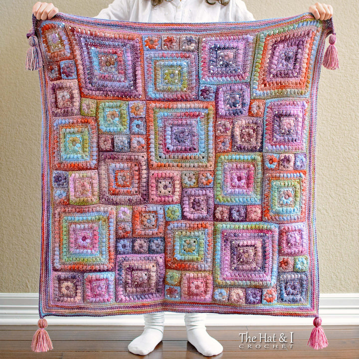 Square Scramble Baby Throw Blanket Crochet Pattern