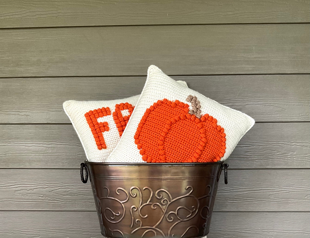 Bobble Pumpkin Pillow Crochet Pattern