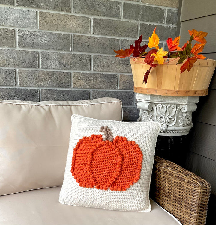 Bobble Pumpkin Pillow Crochet Pattern