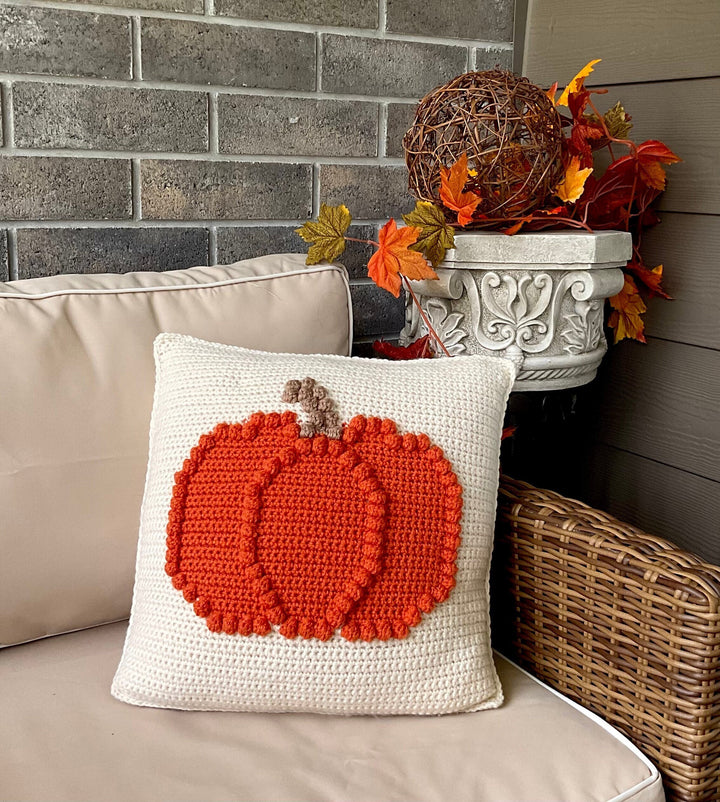 Bobble Pumpkin Pillow Crochet Pattern