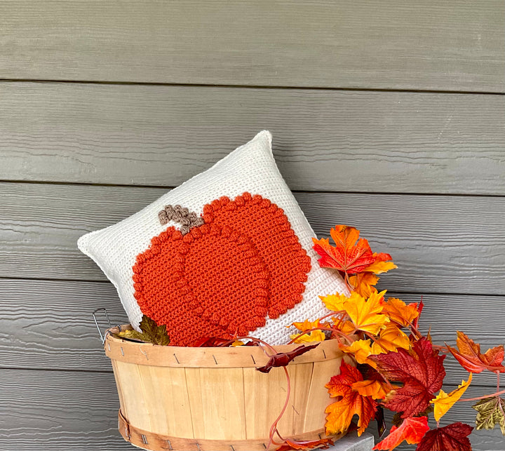 Bobble Pumpkin Pillow Crochet Pattern