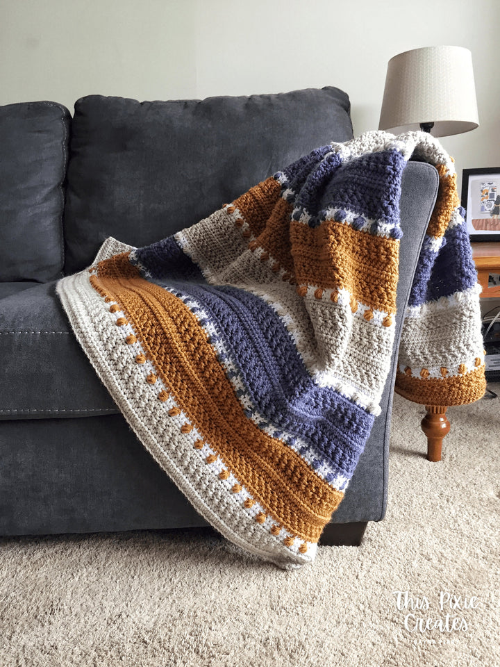 Tri Color Texture Afghan Blanket Crochet Pattern