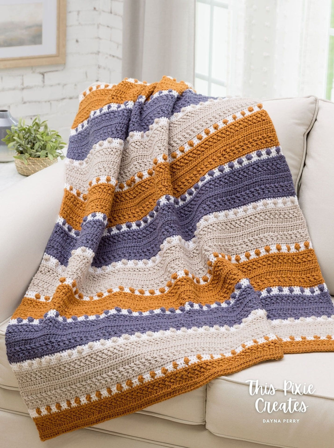 Tri Color Texture Afghan Blanket Crochet Pattern