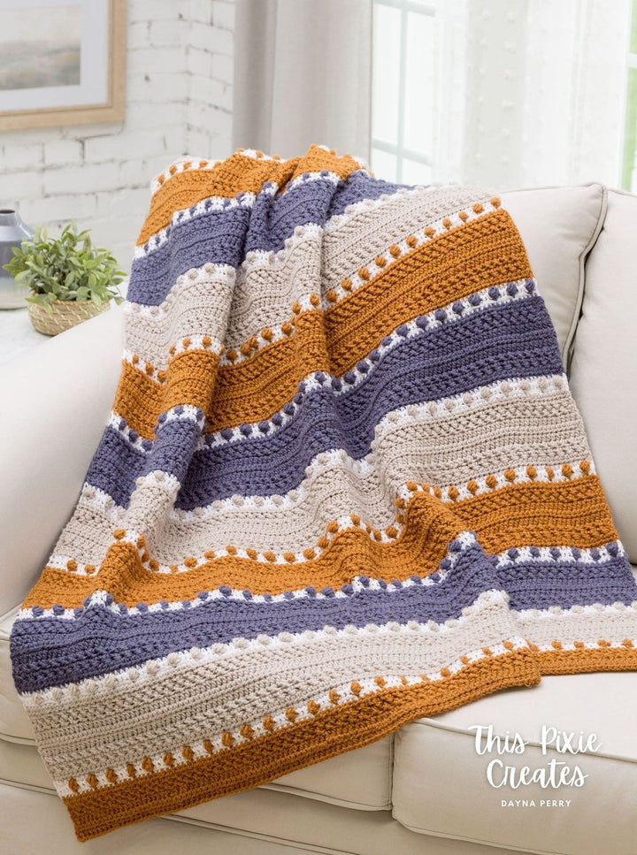 Tri Color Texture Afghan Blanket Crochet Pattern