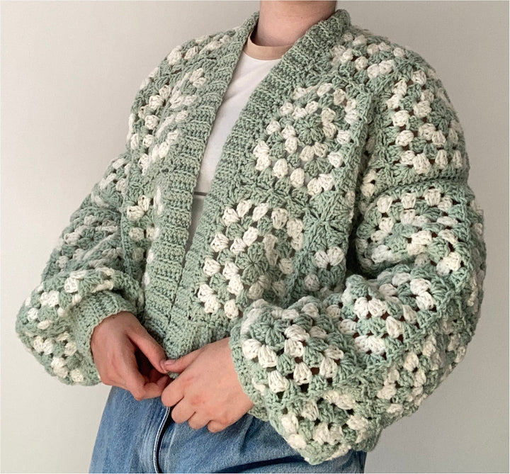 Two-Tone Granny Square Cardigan Crochet Pattern