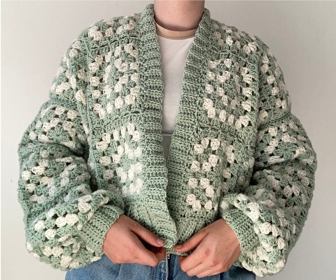 Two-Tone Granny Square Cardigan Crochet Pattern