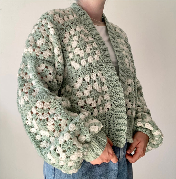 Two-Tone Granny Square Cardigan Crochet Pattern