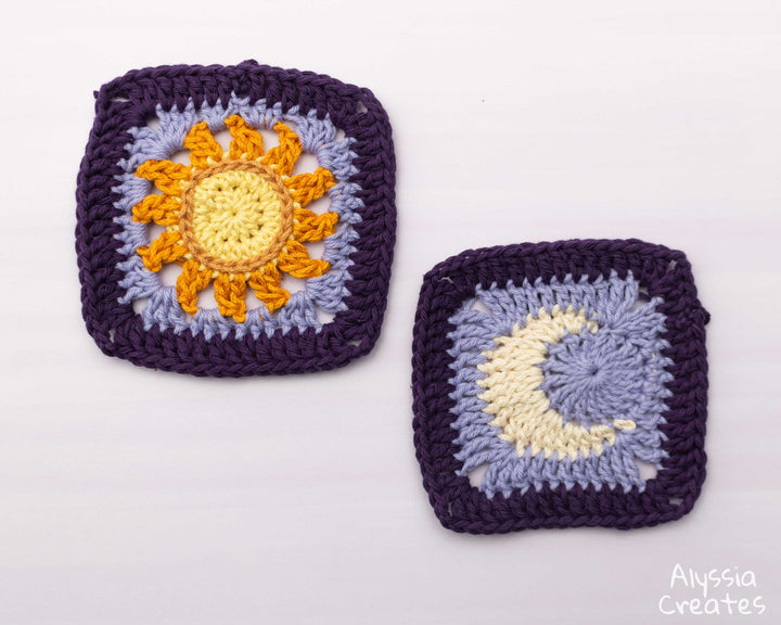 Sun and Moon Granny Square Crochet Pattern