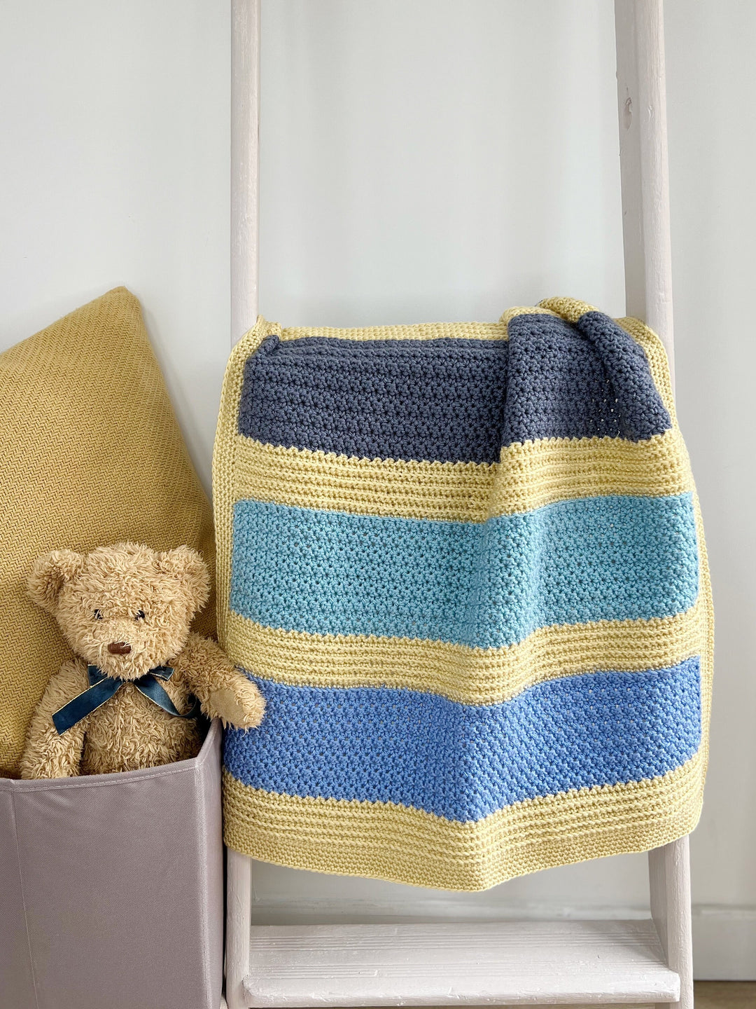 Modern Striped Baby Blanket Crochet Pattern