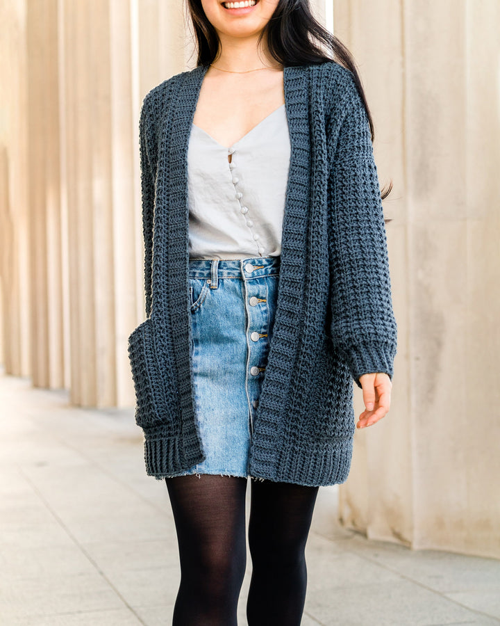 Waffle Stitch Pocket Cardigan Crochet Pattern