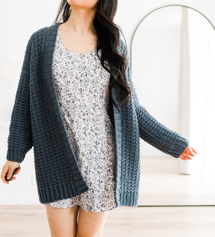 Waffle Stitch Pocket Cardigan Crochet Pattern