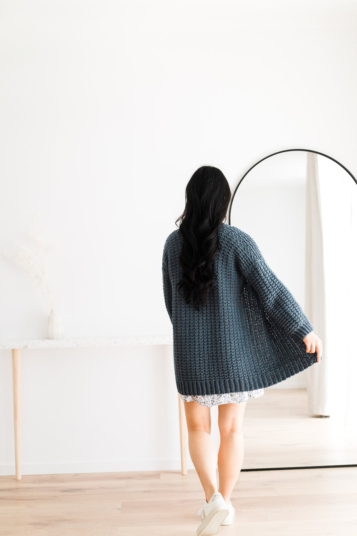 Waffle Stitch Pocket Cardigan Crochet Pattern