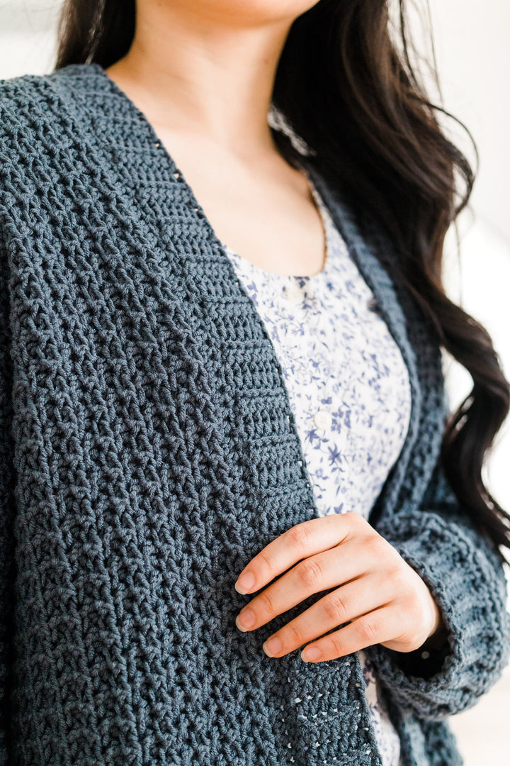Waffle Stitch Pocket Cardigan Crochet Pattern