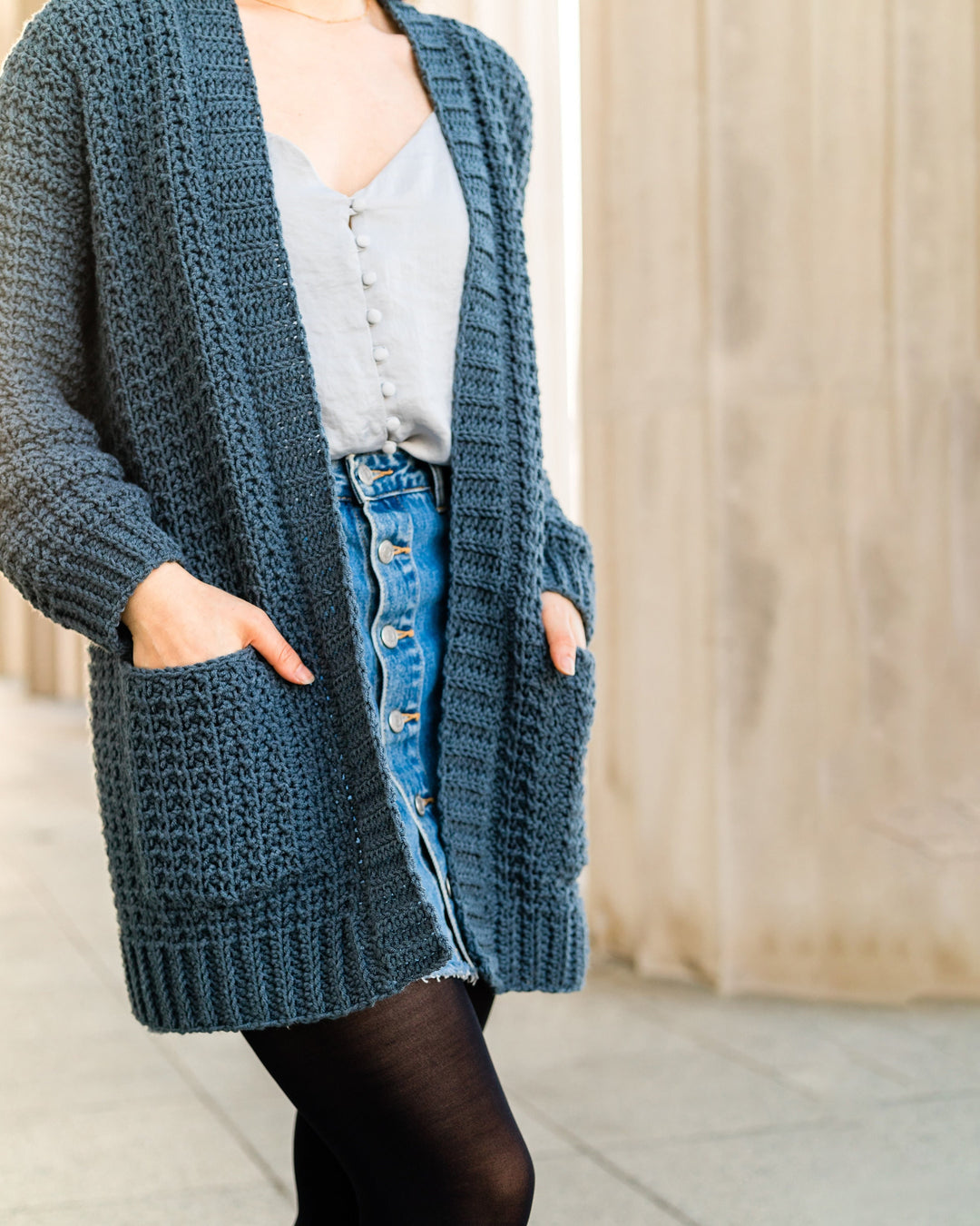 Waffle Stitch Pocket Cardigan Crochet Pattern