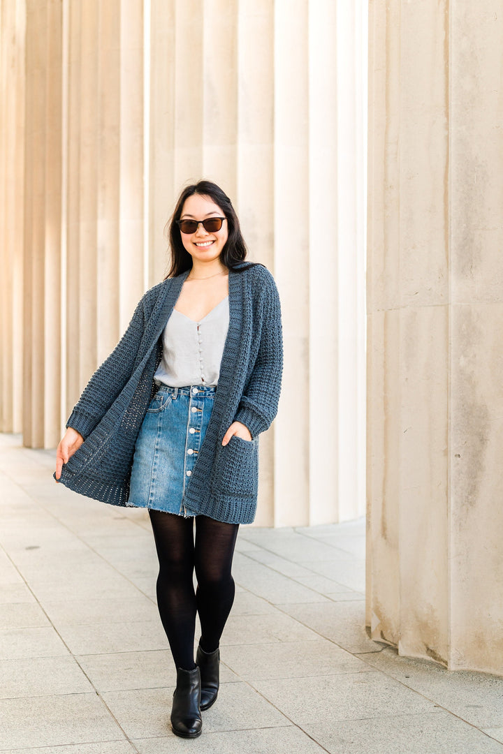 Waffle Stitch Pocket Cardigan Crochet Pattern