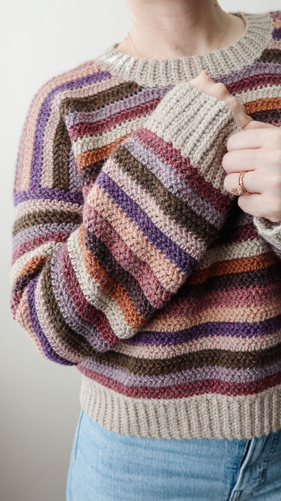 Sedona Striped Cropped Sweater Crochet Pattern