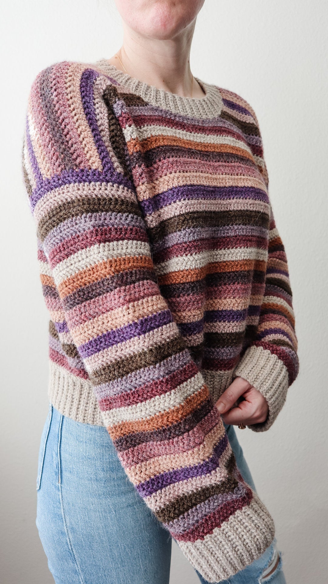 Sedona Striped Cropped Sweater Crochet Pattern